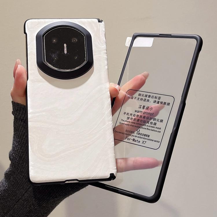 For Huawei Mate X7 Integrated Matte Skin Feel Black Frame Silk Flow Texture Pattern Phone Case