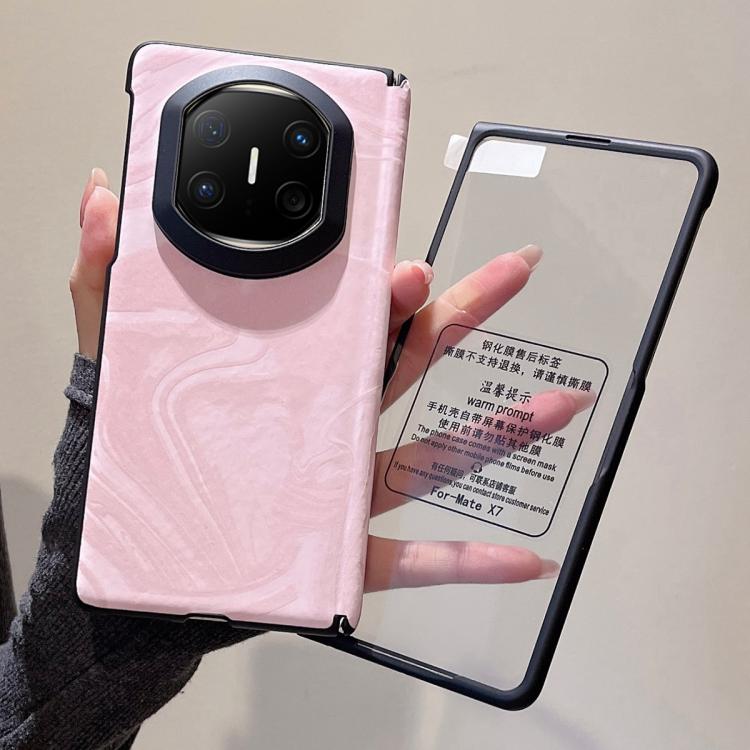 For Huawei Mate X6 Integrated Matte Skin Feel Black Frame Silk Flow Texture Pattern Phone Case