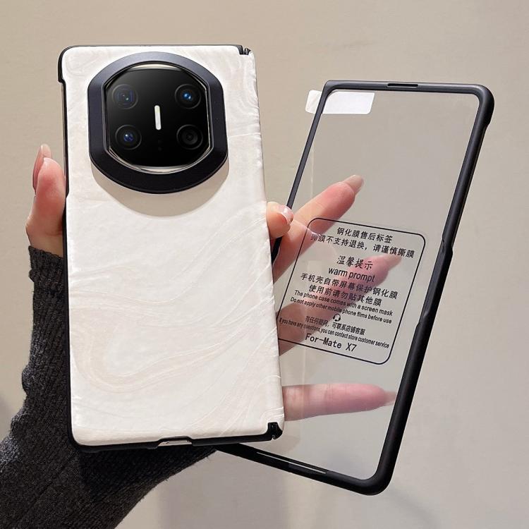 For Huawei Mate X6 Integrated Matte Skin Feel Black Frame Silk Flow Texture Pattern Phone Case