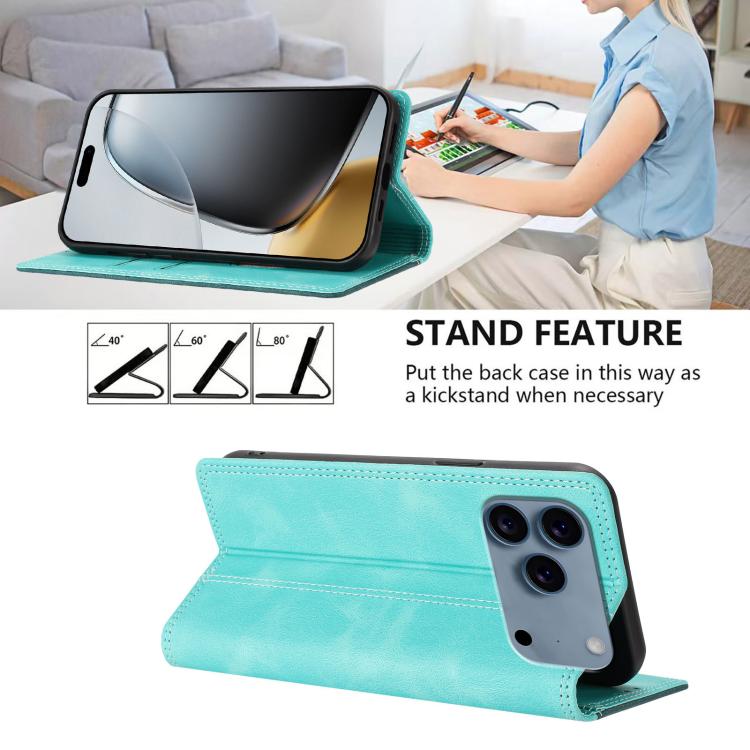 For iPhone 17 Pro Max Skin Feel Two-tone RFID Blocking Vegan Leather Phone Case