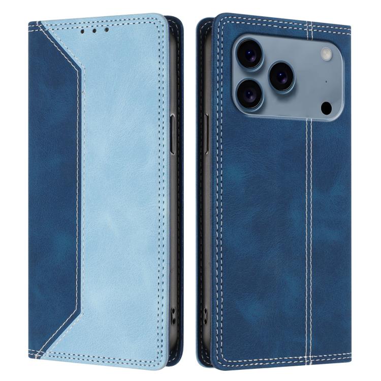 For iPhone 17 Pro Max Skin Feel Two-tone RFID Blocking Vegan Leather Phone Case