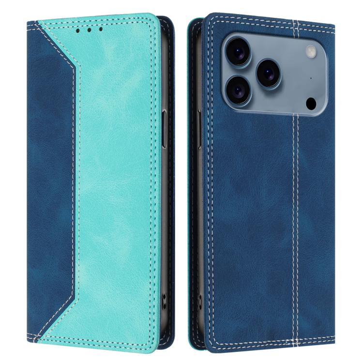 For iPhone 17 Pro Max Skin Feel Two-tone RFID Blocking Vegan Leather Phone Case