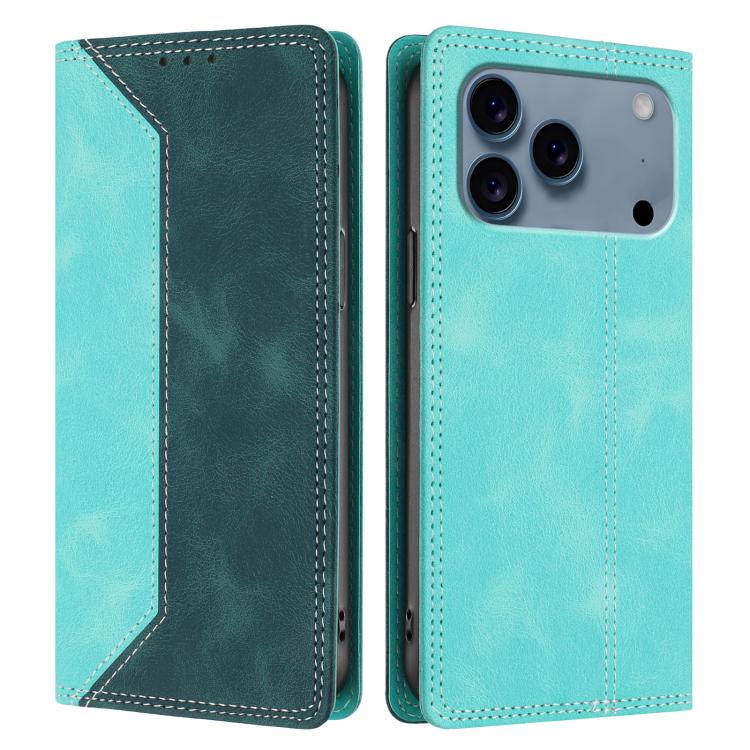 For iPhone 17 Pro Skin Feel Two-tone RFID Blocking Vegan Leather Phone Case