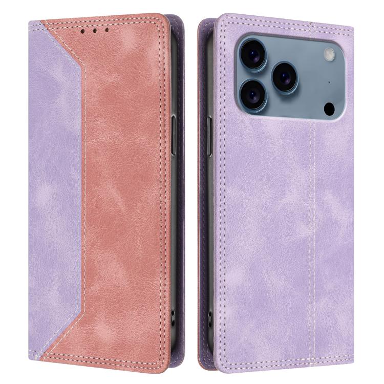 For iPhone 17 Pro Skin Feel Two-tone RFID Blocking Vegan Leather Phone Case
