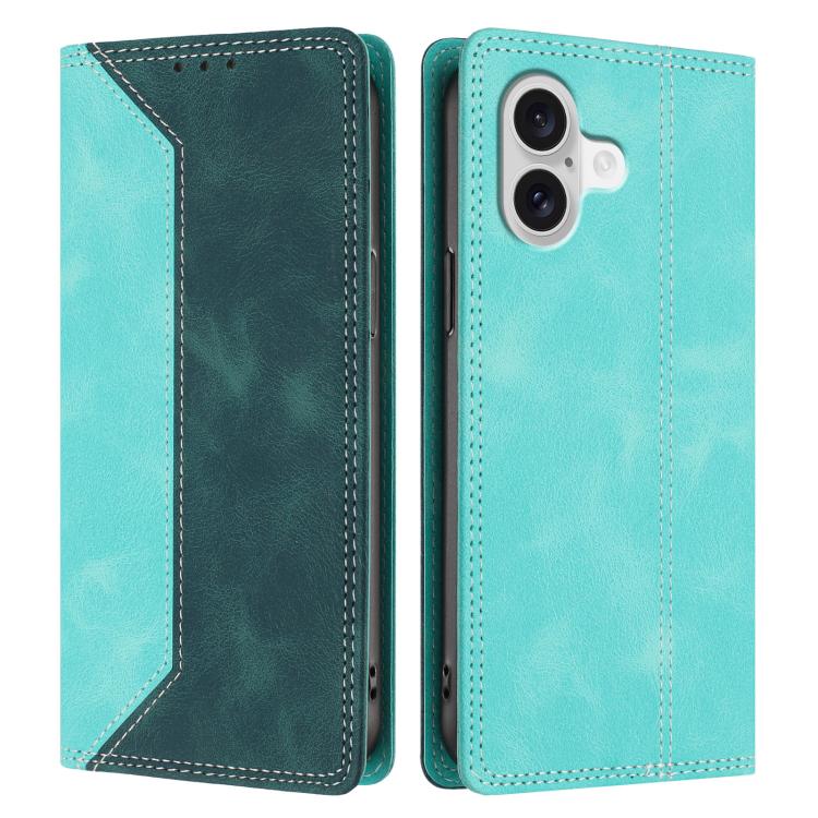 For iPhone 17 Skin Feel Two-tone RFID Blocking Vegan Leather Phone Case