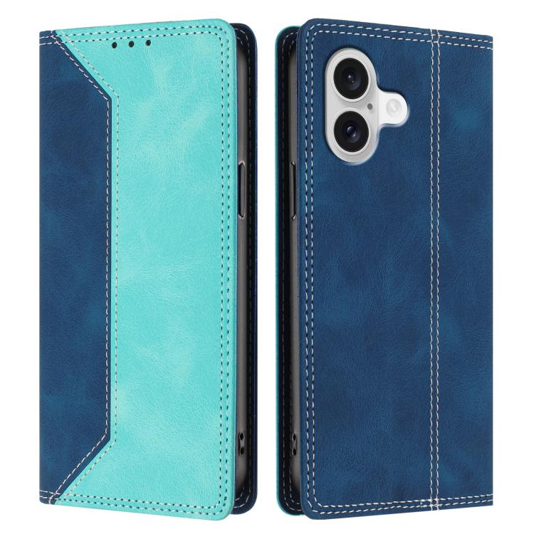 For iPhone 17 Skin Feel Two-tone RFID Blocking Vegan Leather Phone Case