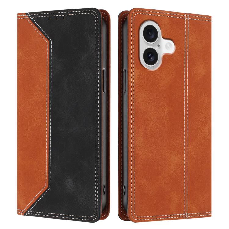 For iPhone 17 Skin Feel Two-tone RFID Blocking Vegan Leather Phone Case