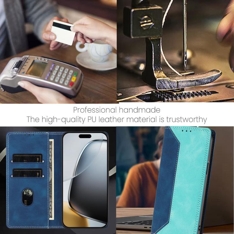 For iPhone Air Skin Feel Two-tone RFID Blocking Vegan Leather Phone Case
