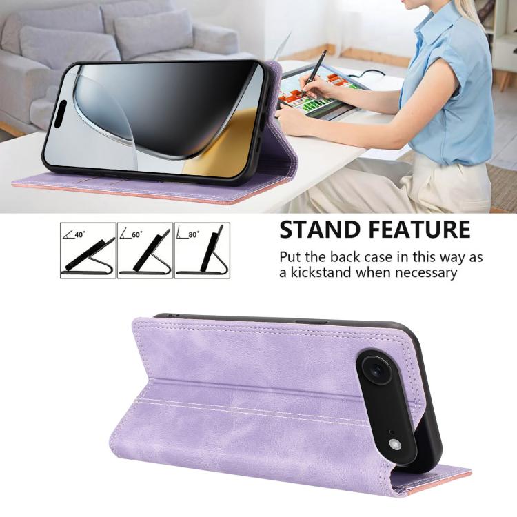 For iPhone Air Skin Feel Two-tone RFID Blocking Vegan Leather Phone Case