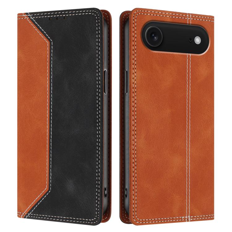 For iPhone Air Skin Feel Two-tone RFID Blocking Vegan Leather Phone Case
