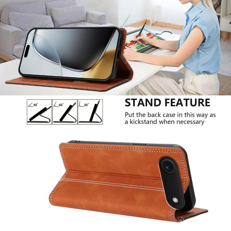 For iPhone Air Skin Feel Two-tone RFID Blocking Vegan Leather Phone Case