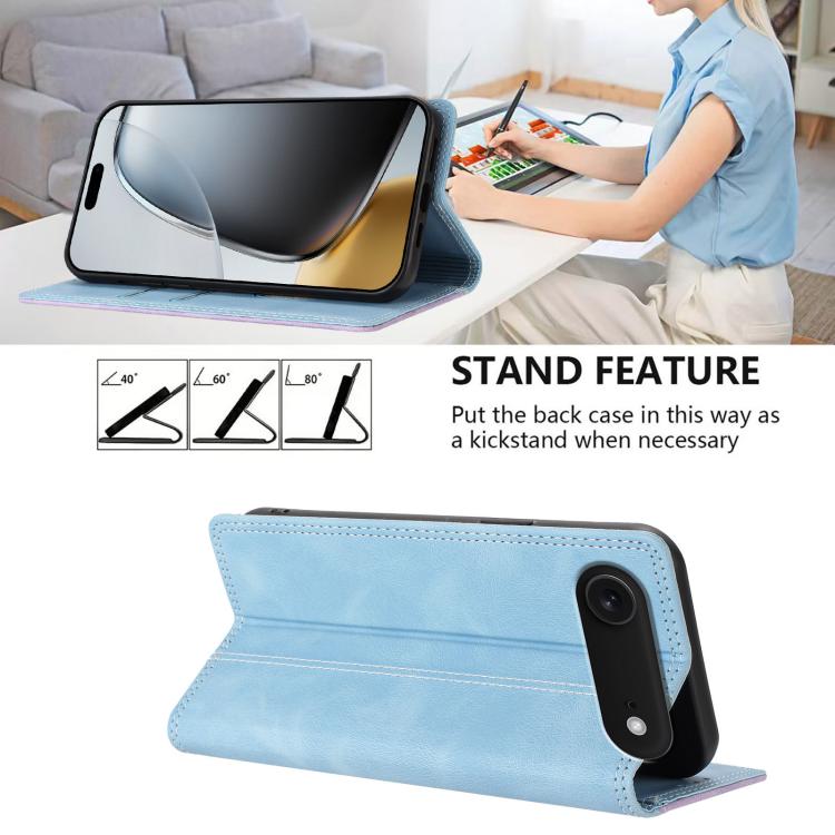For iPhone Air Skin Feel Two-tone RFID Blocking Vegan Leather Phone Case