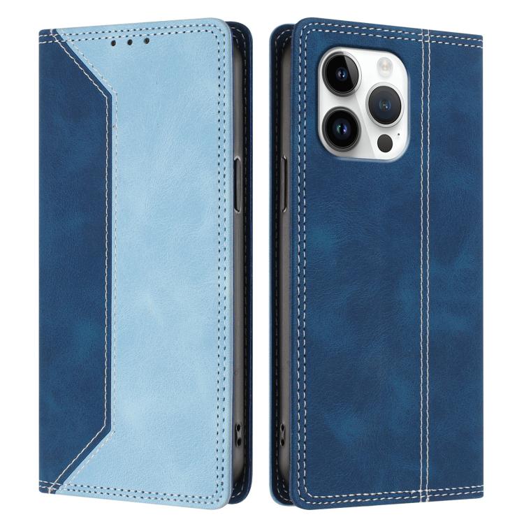 For iPhone 16 Pro Max Skin Feel Two-tone RFID Blocking Vegan Leather Phone Case