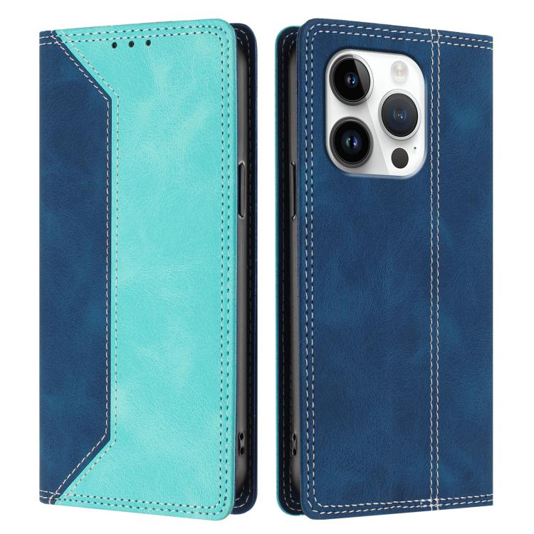 For iPhone 16 Pro Skin Feel Two-tone RFID Blocking Vegan Leather Phone Case