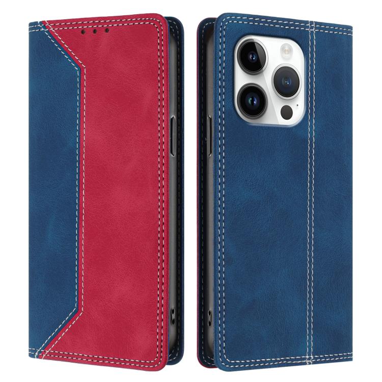 For iPhone 16 Pro Skin Feel Two-tone RFID Blocking Vegan Leather Phone Case