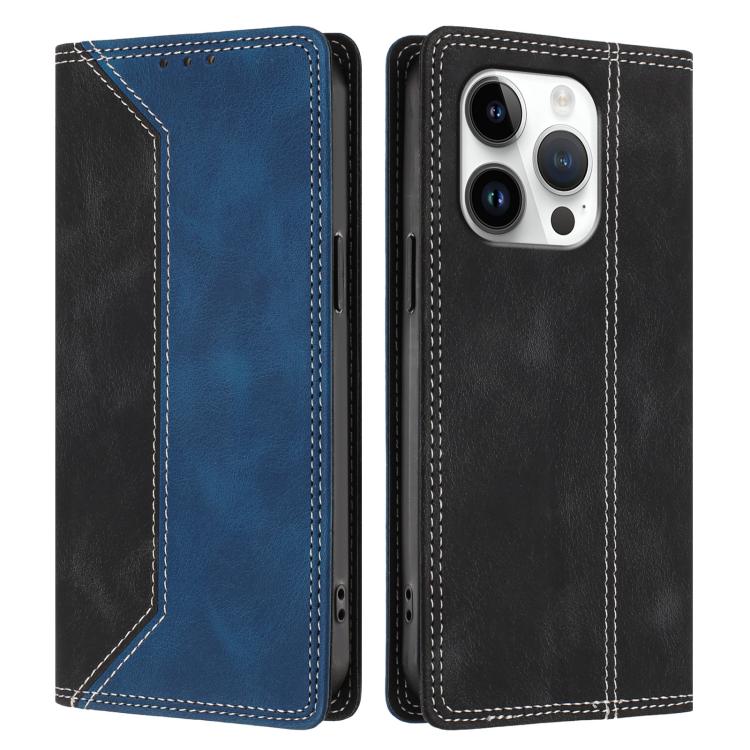 For iPhone 16 Pro Skin Feel Two-tone RFID Blocking Vegan Leather Phone Case