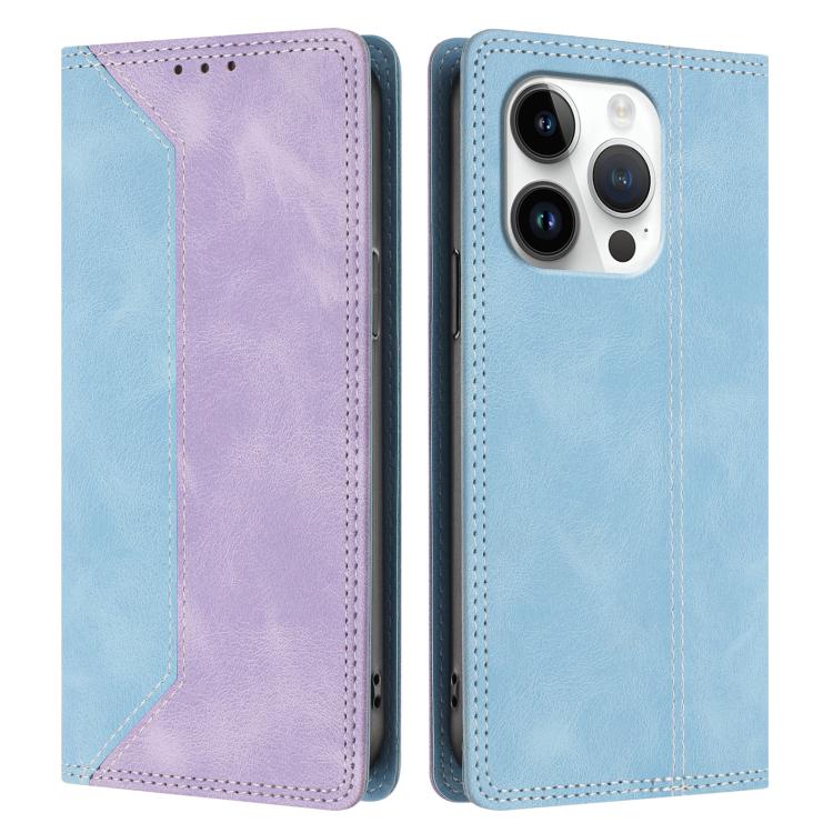 For iPhone 16 Pro Skin Feel Two-tone RFID Blocking Vegan Leather Phone Case