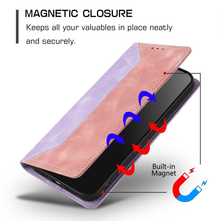 For iPhone 15 Pro Max Skin Feel Two-tone RFID Blocking Vegan Leather Phone Case