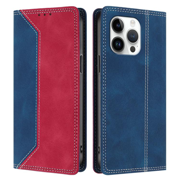 For iPhone 15 Pro Max Skin Feel Two-tone RFID Blocking Vegan Leather Phone Case