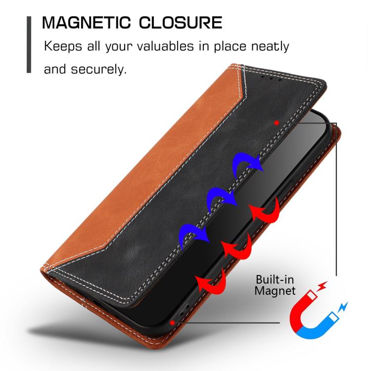 For iPhone 15 Pro Max Skin Feel Two-tone RFID Blocking Vegan Leather Phone Case
