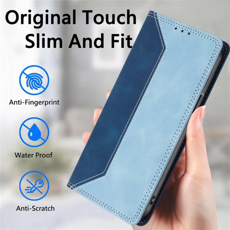 For iPhone 15 Skin Feel Two-tone RFID Blocking Vegan Leather Phone Case