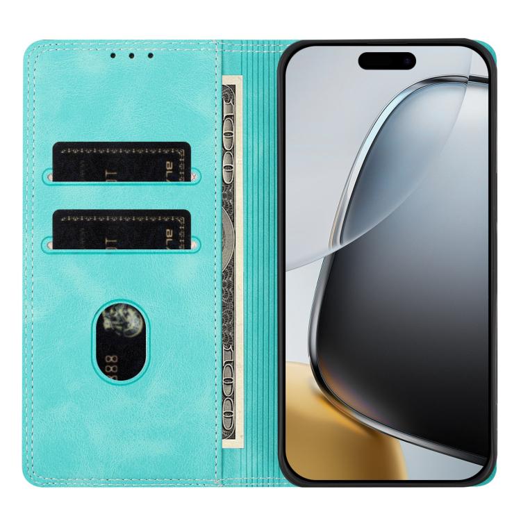 For iPhone 14 Plus Skin Feel Two-tone RFID Blocking Vegan Leather Phone Case