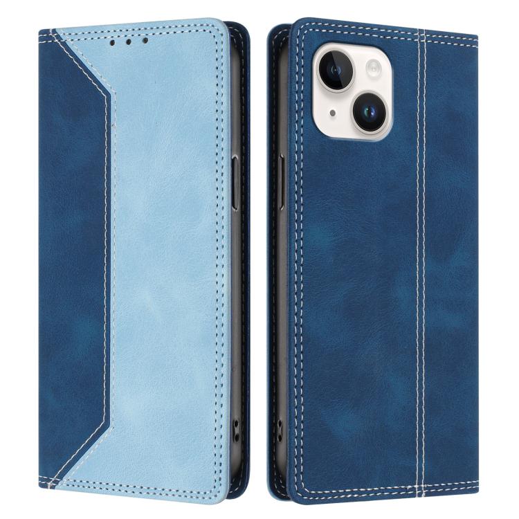 For iPhone 14 / 13 Skin Feel Two-tone RFID Blocking Vegan Leather Phone Case