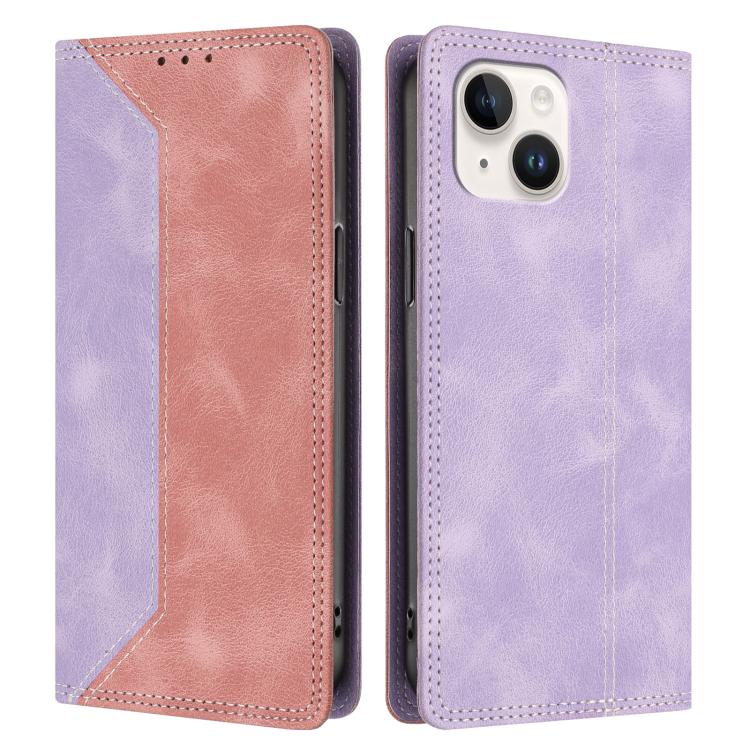 For iPhone 14 / 13 Skin Feel Two-tone RFID Blocking Vegan Leather Phone Case