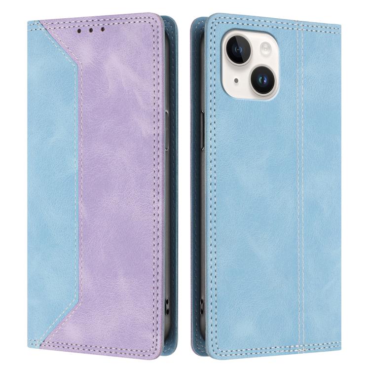 For iPhone 14 / 13 Skin Feel Two-tone RFID Blocking Vegan Leather Phone Case