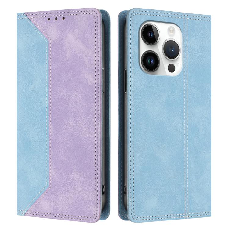 For iPhone 14 Pro Skin Feel Two-tone RFID Blocking Vegan Leather Phone Case