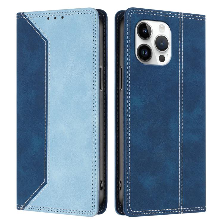 For iPhone 13 Pro Max Skin Feel Two-tone RFID Blocking Vegan Leather Phone Case