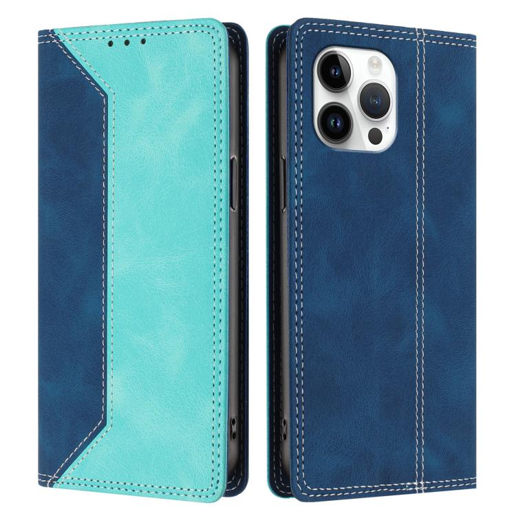 For iPhone 13 Pro Max Skin Feel Two-tone RFID Blocking Vegan Leather Phone Case