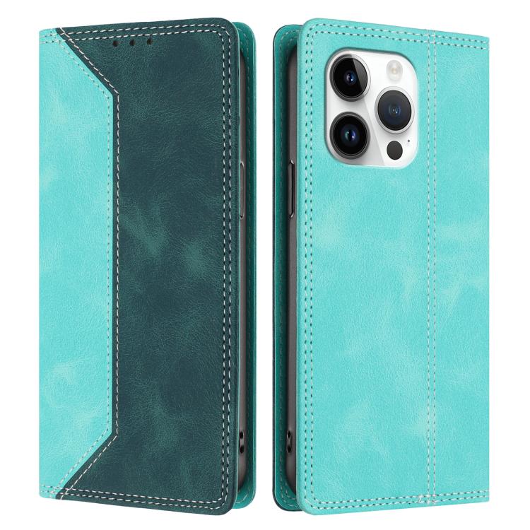 For iPhone 13 Pro Skin Feel Two-tone RFID Blocking Vegan Leather Phone Case