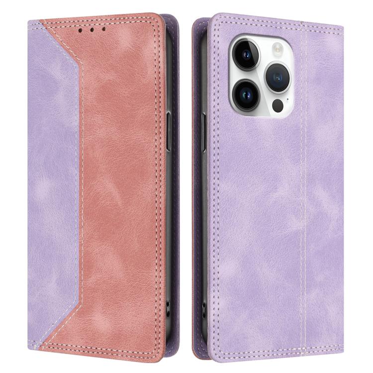 For iPhone 13 Pro Skin Feel Two-tone RFID Blocking Vegan Leather Phone Case