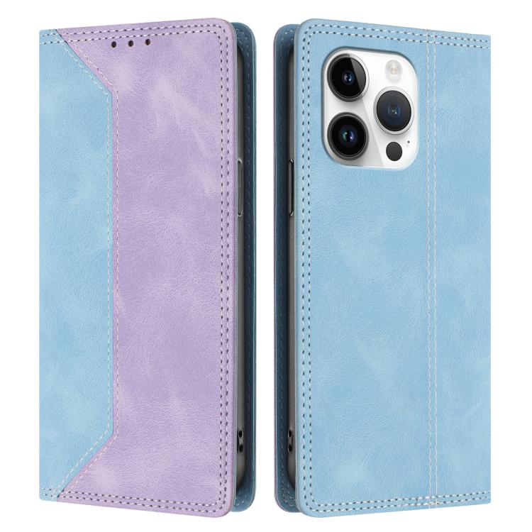 For iPhone 13 Pro Skin Feel Two-tone RFID Blocking Vegan Leather Phone Case