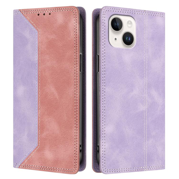 For iPhone 13 mini Skin Feel Two-tone RFID Blocking Vegan Leather Phone Case