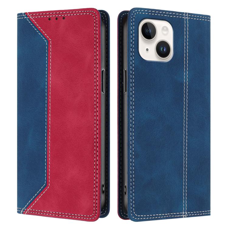 For iPhone 13 mini Skin Feel Two-tone RFID Blocking Vegan Leather Phone Case