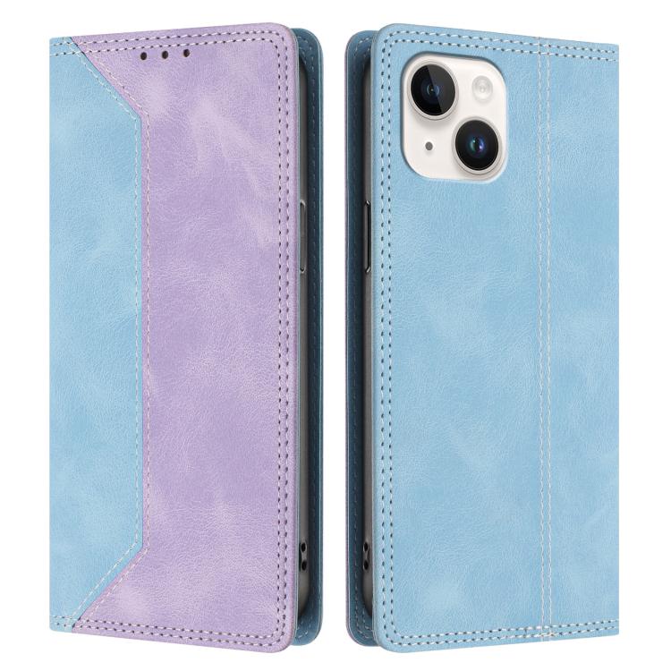 For iPhone 13 mini Skin Feel Two-tone RFID Blocking Vegan Leather Phone Case