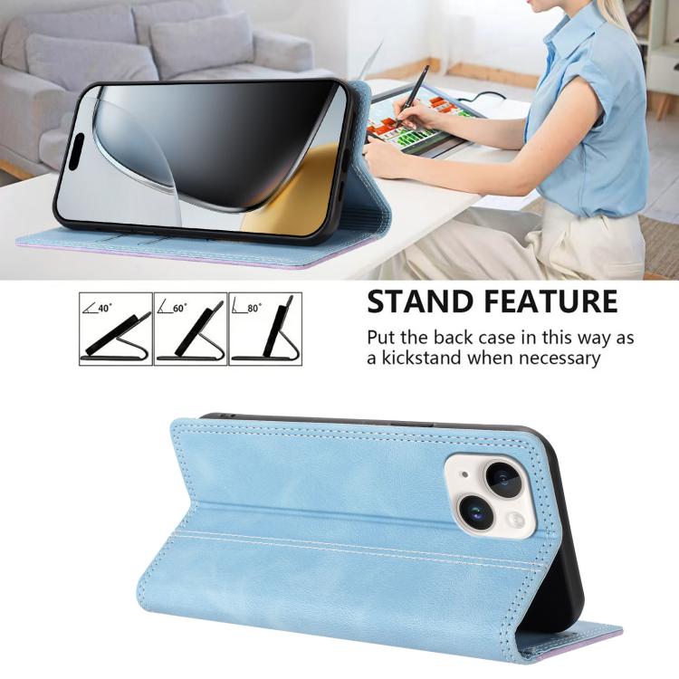 For iPhone 13 mini Skin Feel Two-tone RFID Blocking Vegan Leather Phone Case