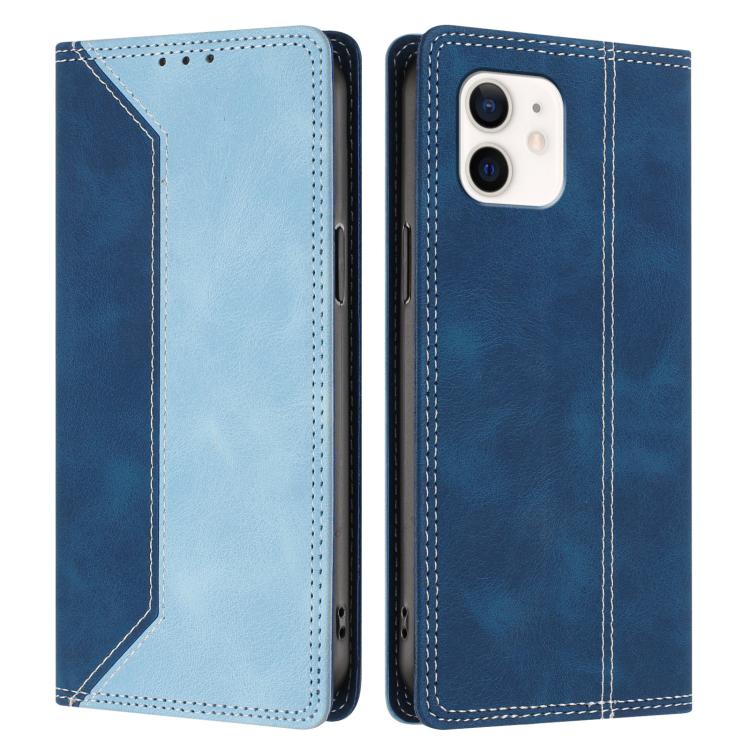For iPhone 12 / 12 Pro Skin Feel Two-tone RFID Blocking Vegan Leather Phone Case