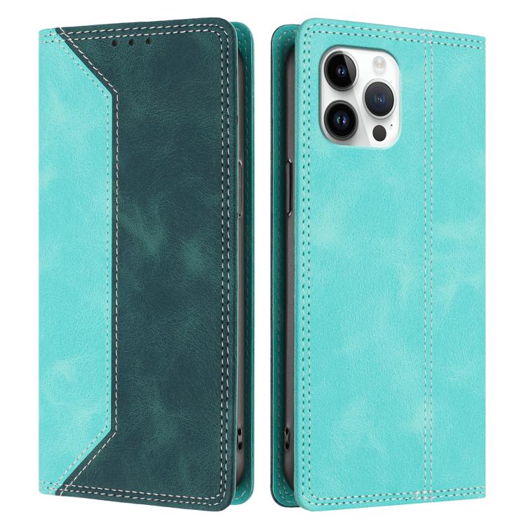 For iPhone 12 Pro Max Skin Feel Two-tone RFID Blocking Vegan Leather Phone Case