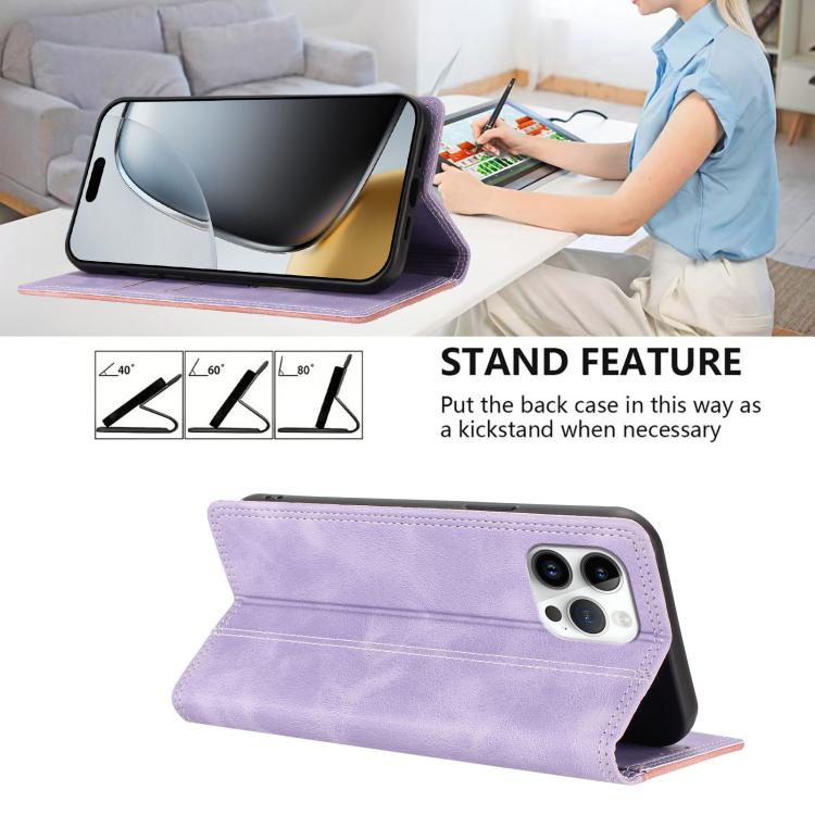 For iPhone 12 Pro Max Skin Feel Two-tone RFID Blocking Vegan Leather Phone Case