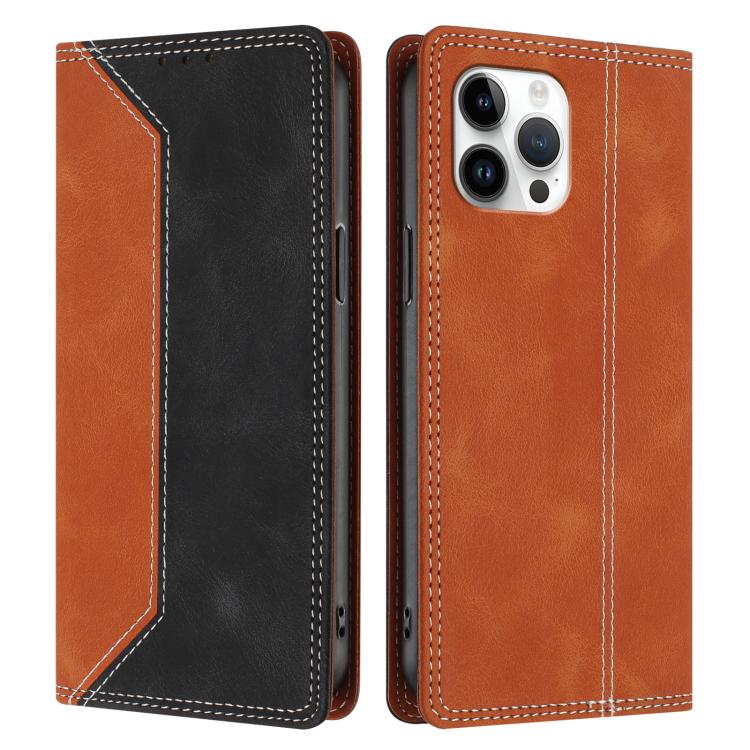 For iPhone 12 Pro Max Skin Feel Two-tone RFID Blocking Vegan Leather Phone Case