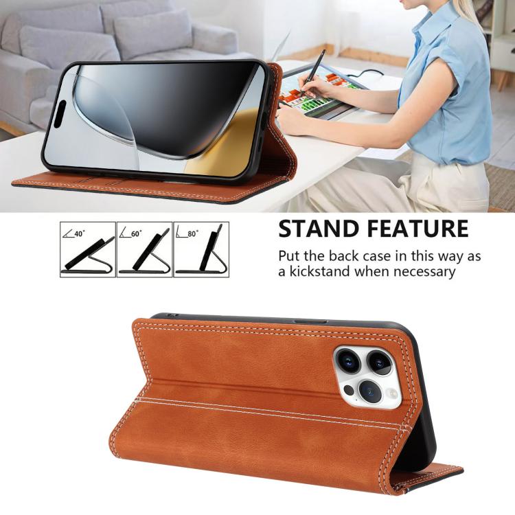 For iPhone 12 Pro Max Skin Feel Two-tone RFID Blocking Vegan Leather Phone Case