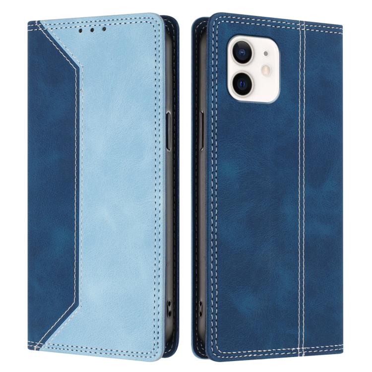 For iPhone 12 mini Skin Feel Two-tone RFID Blocking Vegan Leather Phone Case