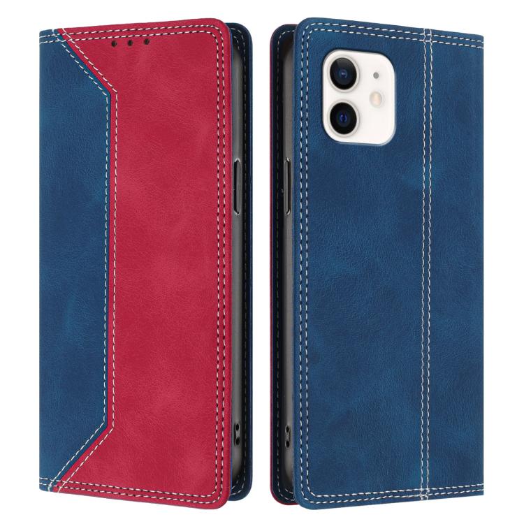For iPhone 12 mini Skin Feel Two-tone RFID Blocking Vegan Leather Phone Case