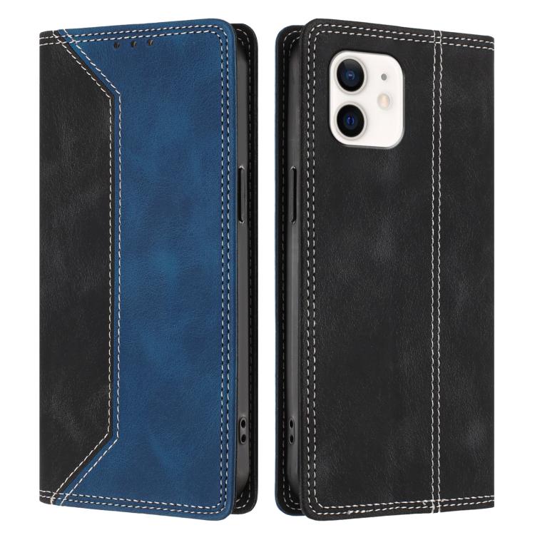 For iPhone 12 mini Skin Feel Two-tone RFID Blocking Vegan Leather Phone Case
