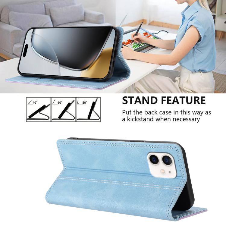 For iPhone 12 mini Skin Feel Two-tone RFID Blocking Vegan Leather Phone Case