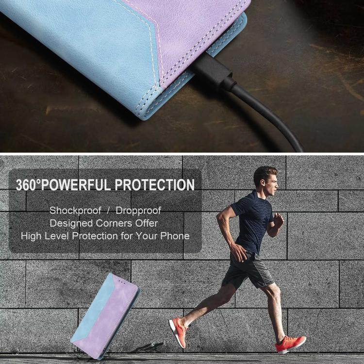 For iPhone 12 mini Skin Feel Two-tone RFID Blocking Vegan Leather Phone Case