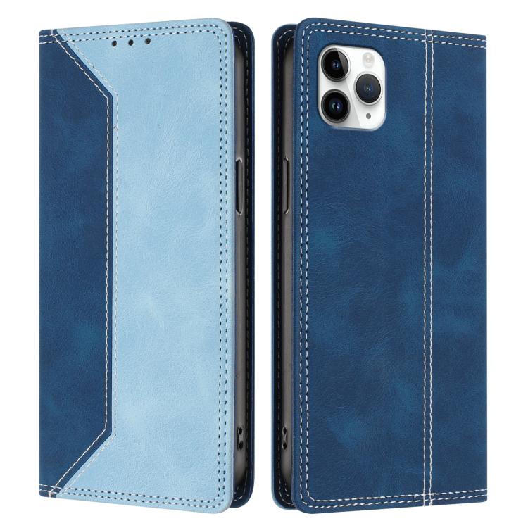 For iPhone 11 Pro Max Skin Feel Two-tone RFID Blocking Vegan Leather Phone Case